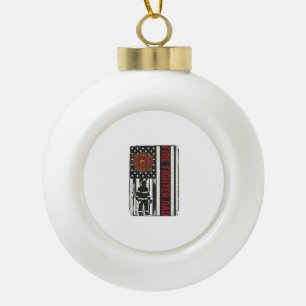 Vater Feuerwehrmann Distressed Flagge Vektor Desig Keramik Kugel-Ornament