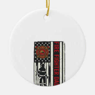 Vater Feuerwehrmann Distressed Flagge Vektordesign Keramik Ornament