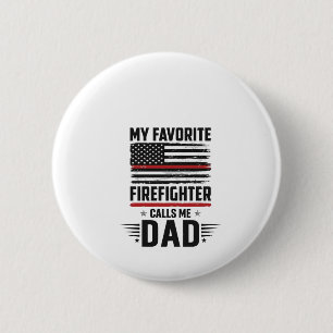 Vater-Feuerwehrmann-Flagge Vintage-Gravur-Design_1 Button