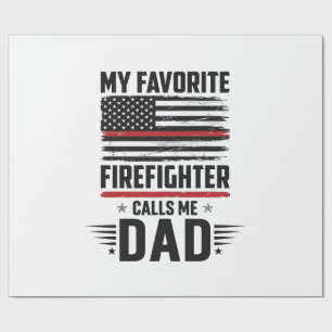 Vater-Feuerwehrmann-Flagge Vintage-Gravur-Design_1 Geschenkpapier