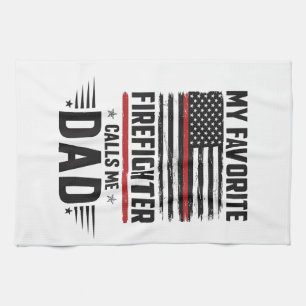 Vater Feuerwehrmann Flagge Vintage Gravur Design_1 Geschirrtuch