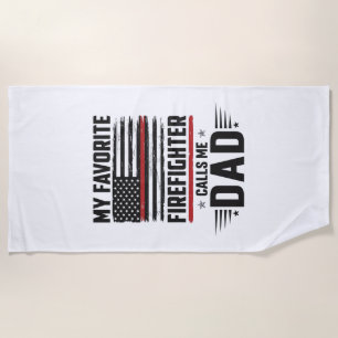 Vater-Feuerwehrmann-Flagge Vintage-Gravur-Design_1 Strandtuch