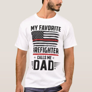 Vater-Feuerwehrmann-Flagge Vintage-Gravur-Design_1 T-Shirt