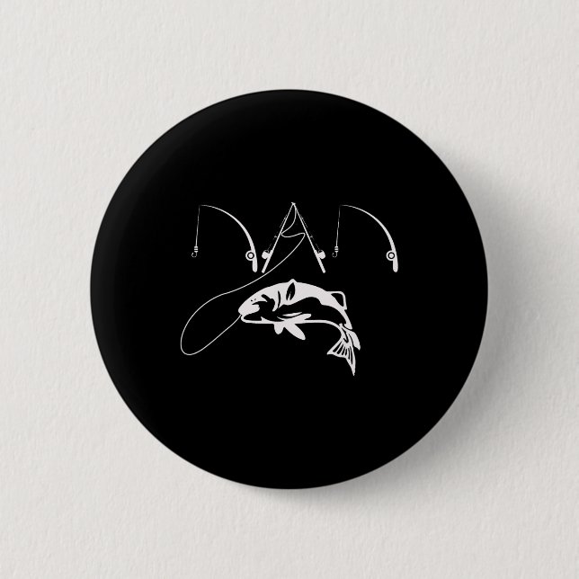 Vater Fischen Fisherman Daddy Fathers Day Shirt Button (Vorderseite)