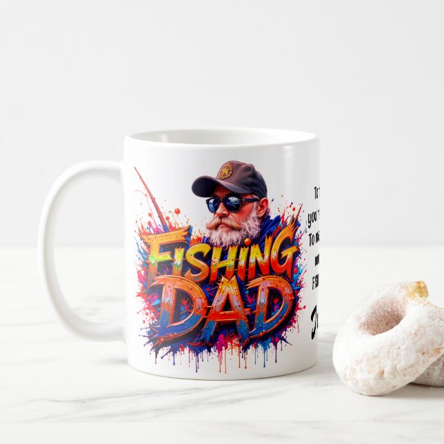 Vater Fisherman Graffiti Zitat Kaffeetasse (Mit Donut)