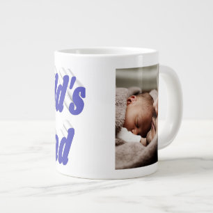 Vater Foto blauer Text Jumbo-Tasse