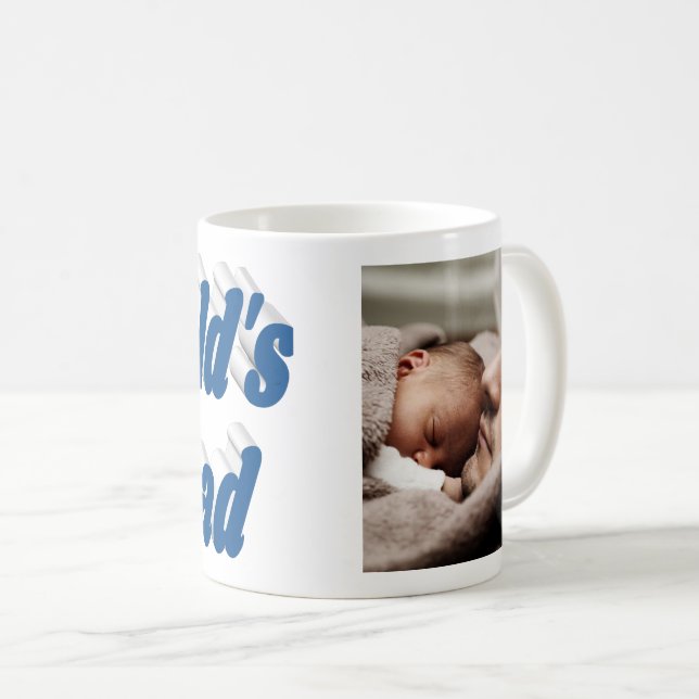 Vater Foto Blauer Text Tasse (VorderseiteRechts)