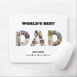 Vater Foto Collage Cutout Vatertag Geburtstag Mousepad<br><div class="desc">Feiern Sie mit diesem Vater Foto Collage Design die besonderen Momente mit Ihrem Vater. Dieses individuell gestaltbare Design eignet sich hervorragend, um ein personalisiertes und herzliches Geschenk für Vatertag und Geburtstag zu schaffen. Zeichnen Sie eine wunderschöne Collage mit dem Wort VATER, mit wertvollen Momenten, die eine visuelle Reise der wertvollen...</div>