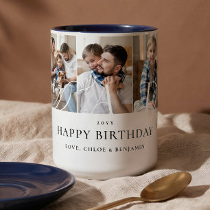 Vater-Foto-Collage Glücklicher Geburtstag Andenken Zweifarbige Tasse