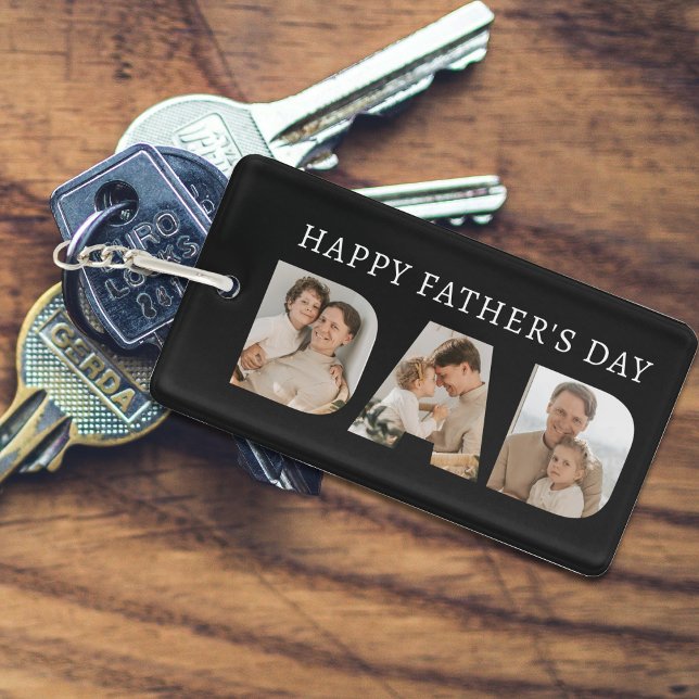 Vater Foto Collage Happy Vatertag Schlüsselanhänger (Dad Photo Collage Happy Father's Day Keychain
)