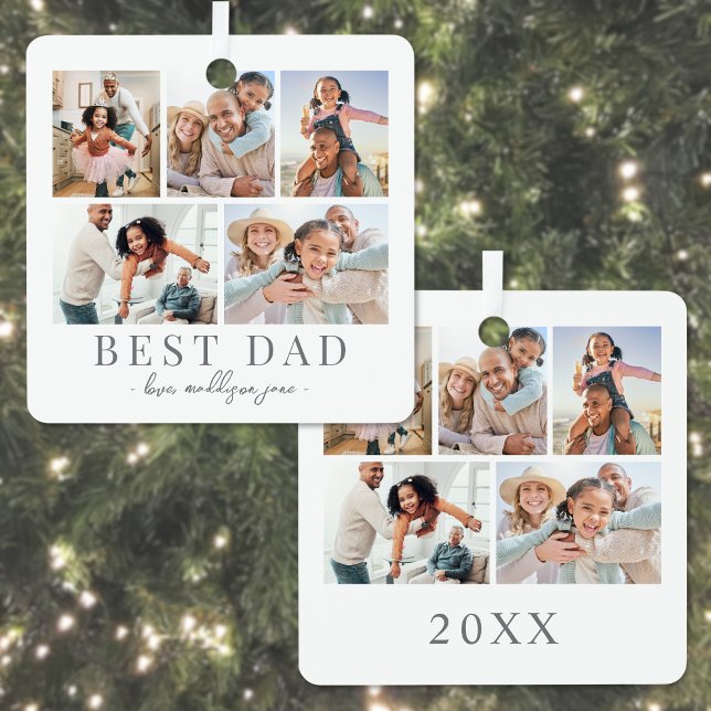 Vater Foto Collage Weihnachten Ornament Aus Metall (Dad Photo Collage Christmas Metal Ornament)