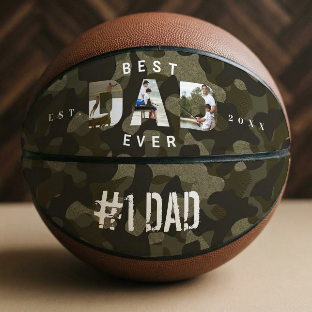 VATER Foto Frame Green Camouflage Muster #1 VATER Basketball (Number 1 Best Dad Ever Basketball)