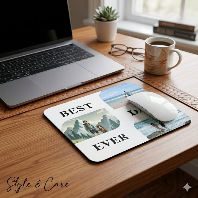 Vater-Foto-Geschenk-Mauspad mit Drei-Bilder-Design Mousepad (Dad Photo Gift Mouse Pad Three Picture Design)