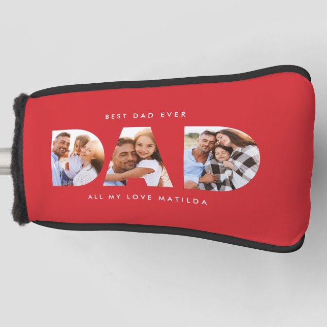 Vater Foto Moderne Typografie Kindergeschenk Golf Headcover (Vorderseite)