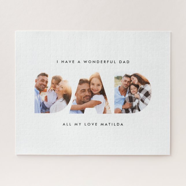 Vater Foto Moderne Typografie Kindergeschenk Puzzle (Horizontal)