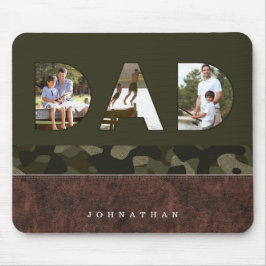 VATER Foto Rahmen Green Camouflage Muster & Leder Mousepad