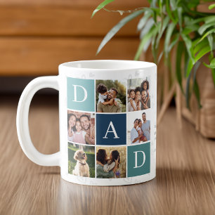 Vater Foto Square Gird Monogramm & Personalisiert Kaffeetasse