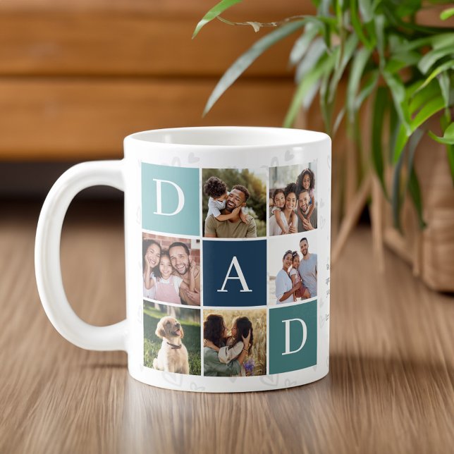 Vater Foto Square Gird Monogramm & Personalisiert Kaffeetasse (Dad Photo Square Gird Monogram & Personalized Coffee Mug)