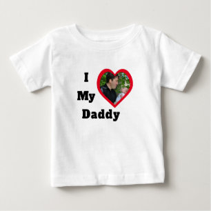 Väter Foto Text Ich Liebe Mein Daddy Valentinstag Baby T-shirt