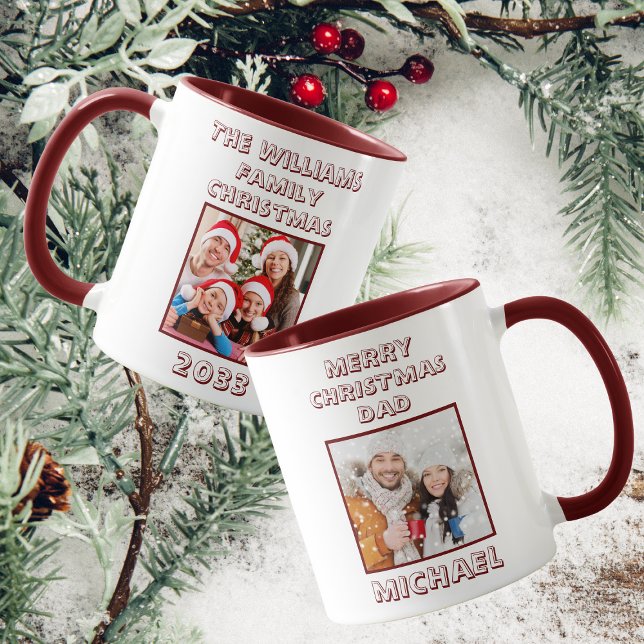 Vater Foto Weihnachten Tasse (Front And Back)
