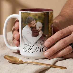 Vater-Fotocollage Erstes Vatertags-Andenken Gesche Zweifarbige Tasse