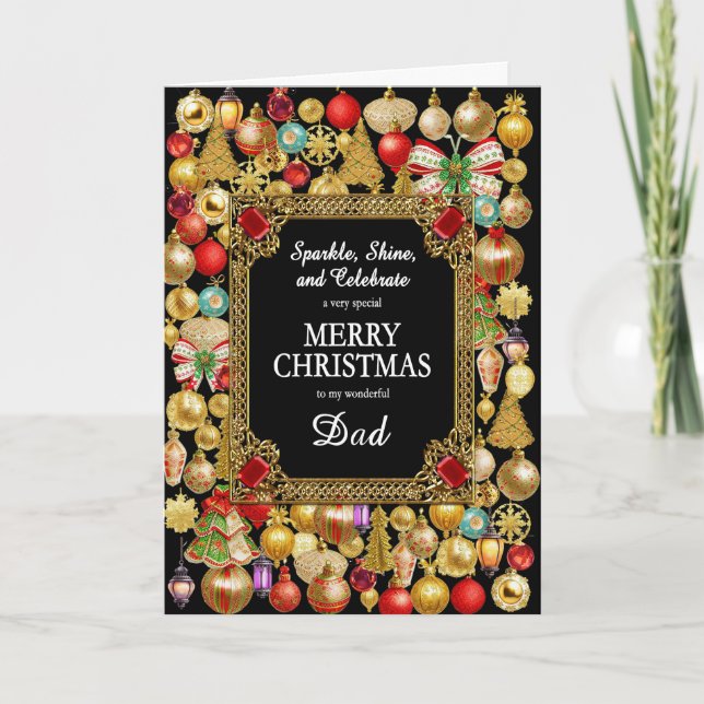 Vater Frohe Weihnachten mit Ornamenten (Vorderseite)