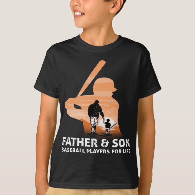 Vater Ft Son spielt Baseball zusammen Geschenk T-Shirt (Vorderseite)