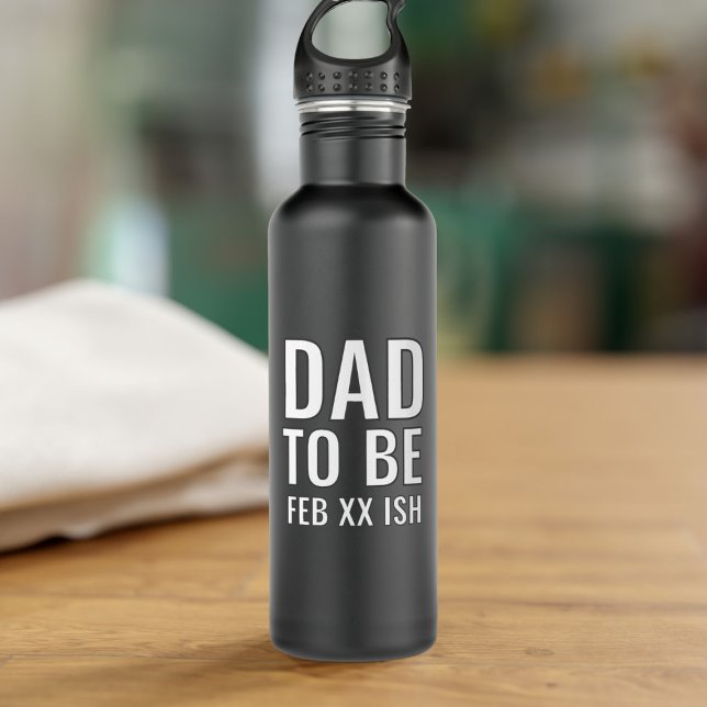 Vater für Kleinkinder bis zum Fälligkeitsdatum Was Edelstahlflasche (A fun gift for the Dad to be on his First Father's Day. Just add your due date.)