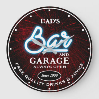 Vater Garage Bar Name immer öffnen Slogan Große Wanduhr