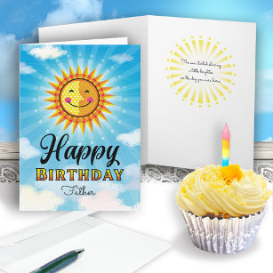 Vater Geburtstag Gelb lächelnde Sonnenkarte Karte