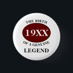 Vater Geburtstag Legende jedes Jahr Spaß Vater Rot Button<br><div class="desc">Fun jedes Jahr "Geburt von einer Legende" Button für diesen speziellen Papa. Fügen Sie das Jahr,  wie gewünscht,  in das Template-Feld,  um ein einzigartiges 40.,  50.,  60. oder jedes Geburtstagsgeschenk. Begleiten Sie dies mit den passenden Geschenken,  Party-Accessoires und Bekleidung,  die in unserem Shop erhältlich sind www.zazzle.com/store/thecelebrationstore</div>