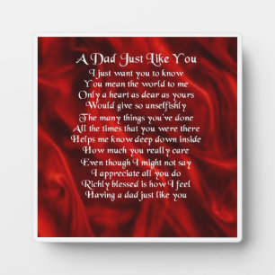 Vater Gedicht Plaque - Rotes Seidendesign Fotoplatte