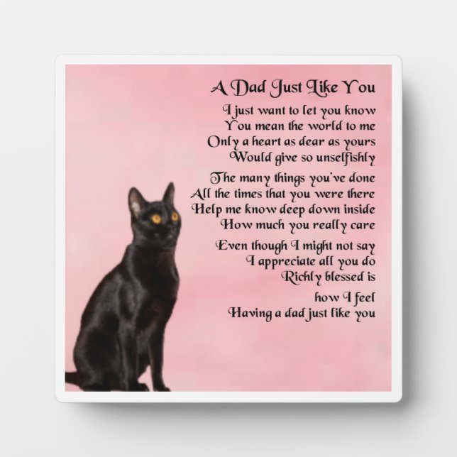 Vater Gedicht Plaque - Schwarze Katze Fotoplatte (Vorderseite)