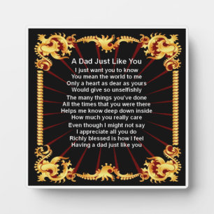 Vater Gedicht Plaque - Schwarzes Design Fotoplatte