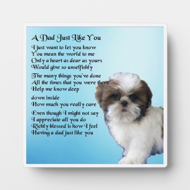 Vater Gedicht Plaque - Shih Tzu Dog Design Fotoplatte (Vorderseite)