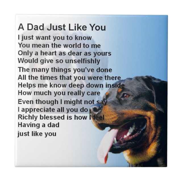 Vater-Gedicht - Rottweiler Entwurf Fliese (Vorderseite)