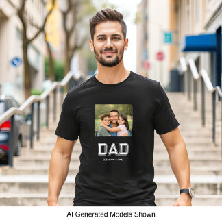 Vater Gegründet Foto Moderne Typografie Schwarz T-Shirt