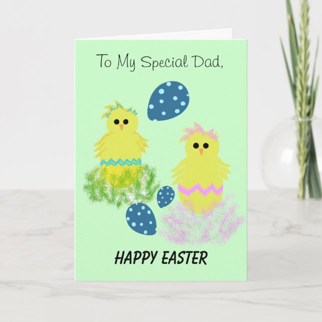 Vater Gelbe Chicks Ostern Feiertagskarte (Vorderseite)