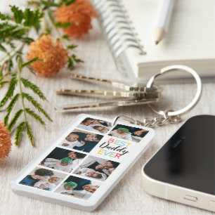 Vater Geschenk 7 Foto Collage Bester Papa je Schlüsselanhänger