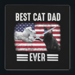 Vater-Geschenk | Best Cat Vater Ever Flag USA Quadratische Wanduhr<br><div class="desc">Vater-Geschenk | Bester Cat Vater je Flag USA Geschenk Idee ! Gönnen Sie Ihrem Vater ein Geschenk !! Großer Vater!</div>
