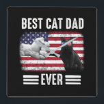 Vater-Geschenk | Best Cat Vater Ever Flag USA Quadratische Wanduhr<br><div class="desc">Vater-Geschenk | Bester Cat Vater je Flag USA Geschenk Idee ! Gönnen Sie Ihrem Vater ein Geschenk !! Großer Vater!</div>