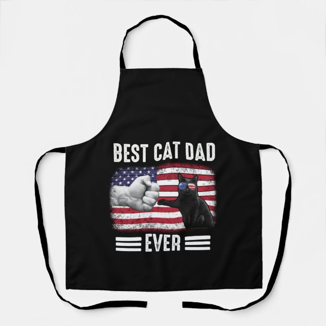Vater-Geschenk| Best Cat Vater je Flag USA Schürze (Vorderseite)