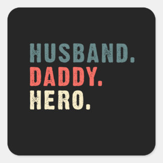 Vater-Geschenk | Husband Daddy Hero Bestes Geschen Quadratischer Aufkleber