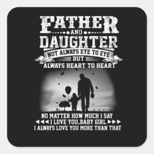 Vater-Geschenk Vater und Tochter zusammen Herz Quadratischer Aufkleber
