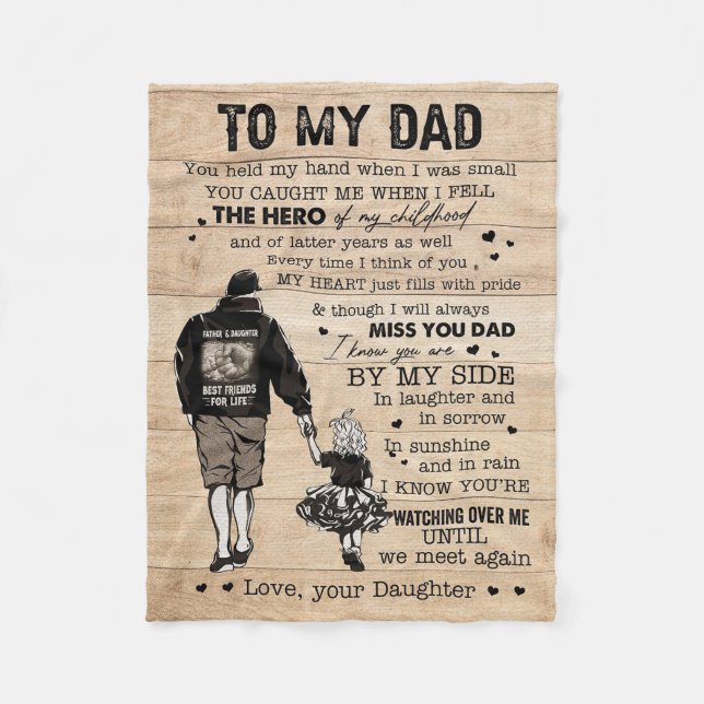 Vater gib meinem Vater meinen Helden ein Geschenk Fleecedecke (Vorderseite)