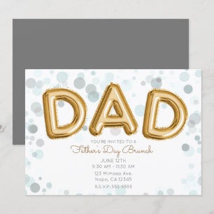 VATER Gold Balloons Vatertag Brunch Modernes Grau Einladung