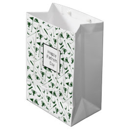 Vater Golfing White Green Black Happy Väter Tag Mittlere Geschenktüte