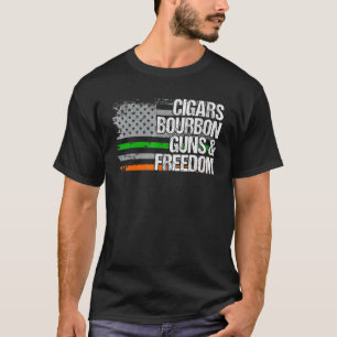 Vater Grandpa Veteran Irish US Flag Cigars Bourbon T-Shirt