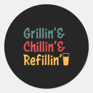 Väter grillen chillen nachfüllen Vatertag Grill Runder Aufkleber