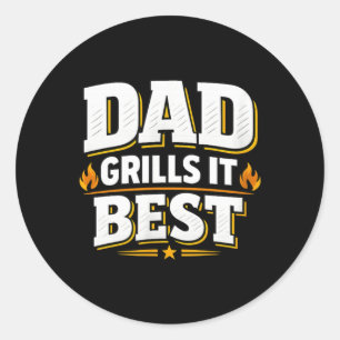 Vater grillt BBQ Vater Grillen Humor Vater Leben Runder Aufkleber